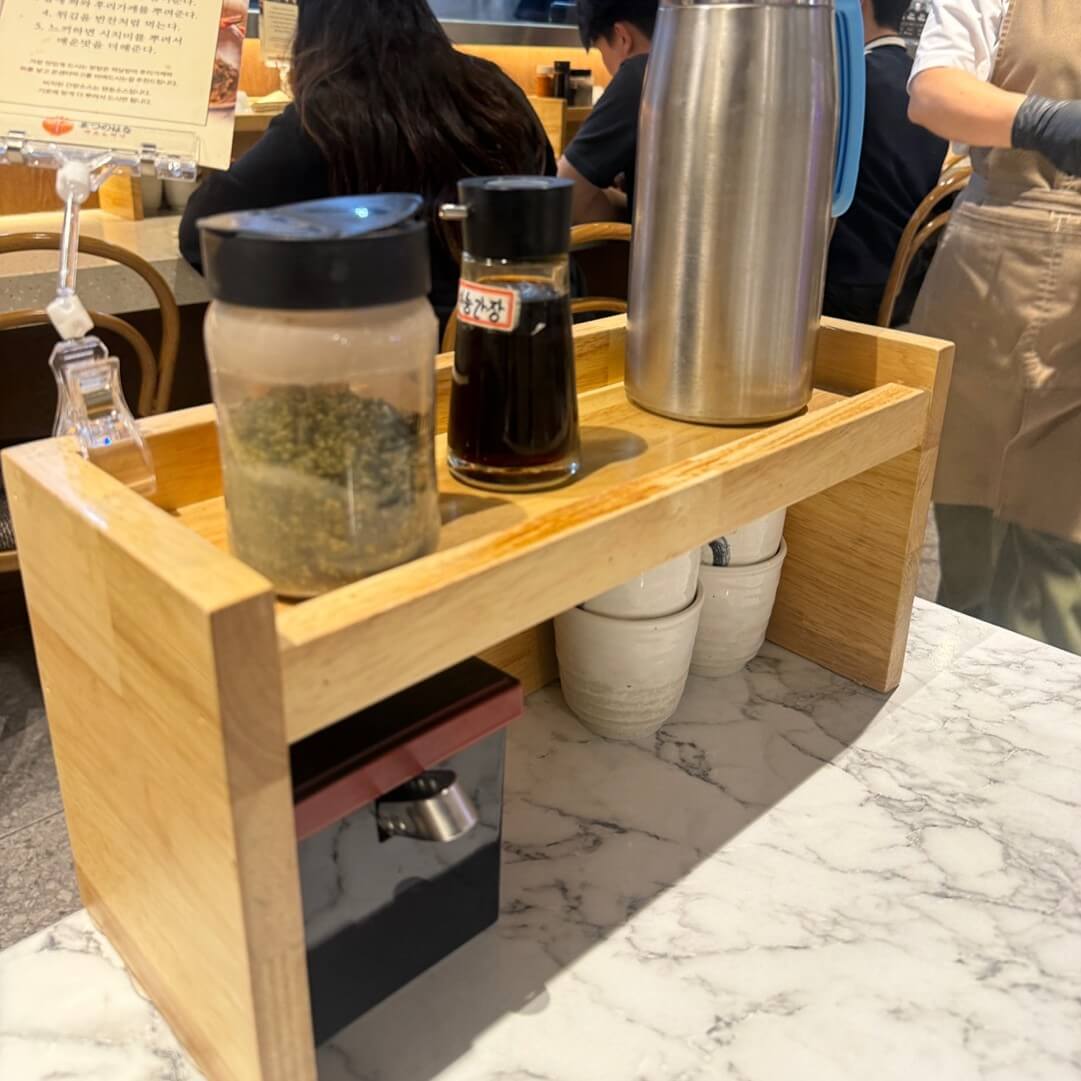 판교 마츠노하나 텐동 먹는 방법 안내문 테이블 세팅