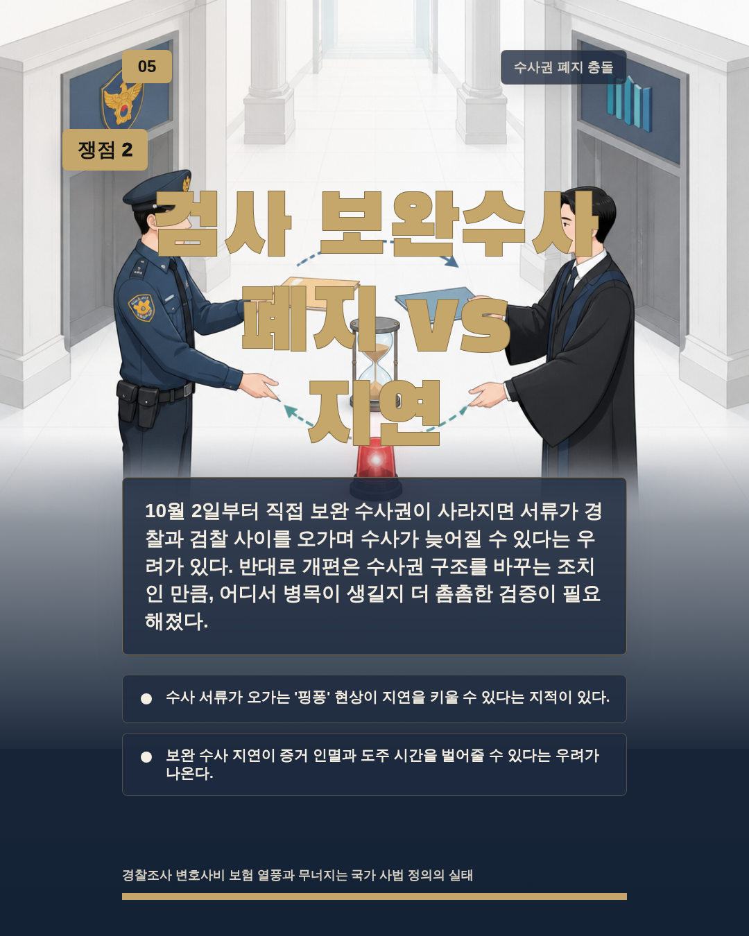 검사 보완수사 폐지 vs 지연