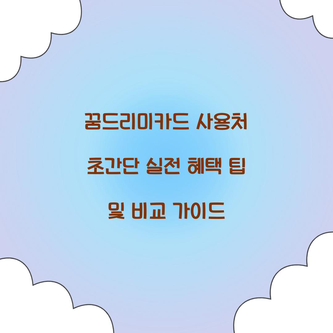 꿈드리미카드 사용처