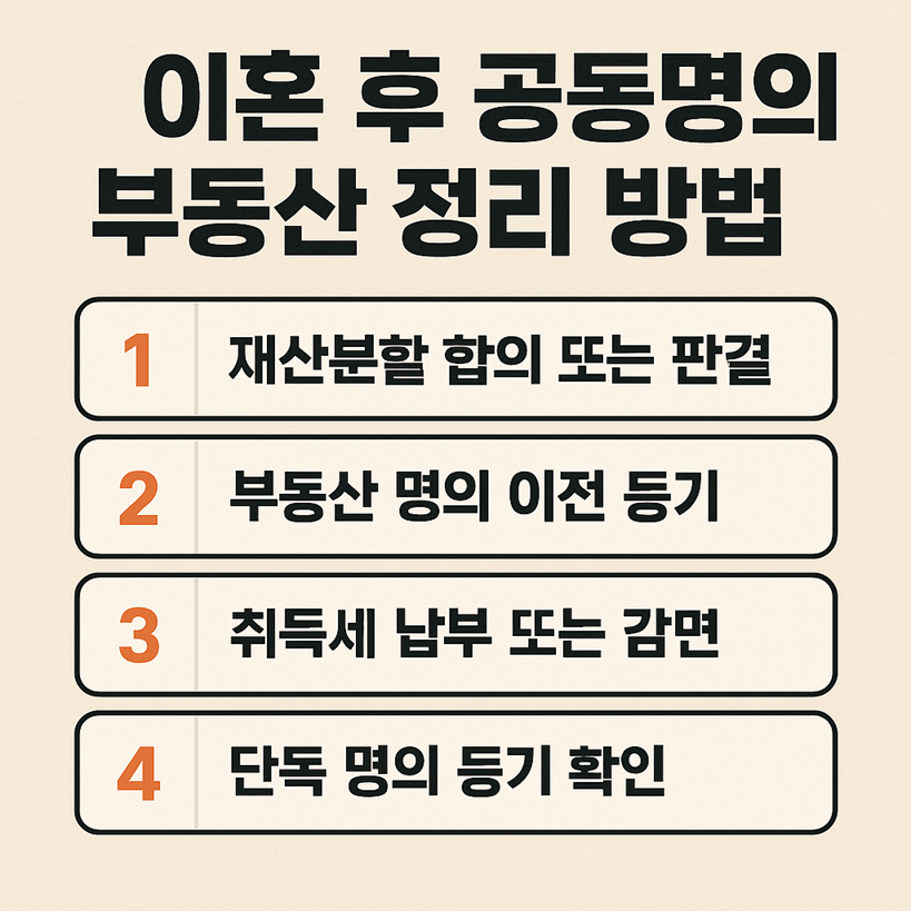 이혼 후 공동명의 부동산 정리 방법