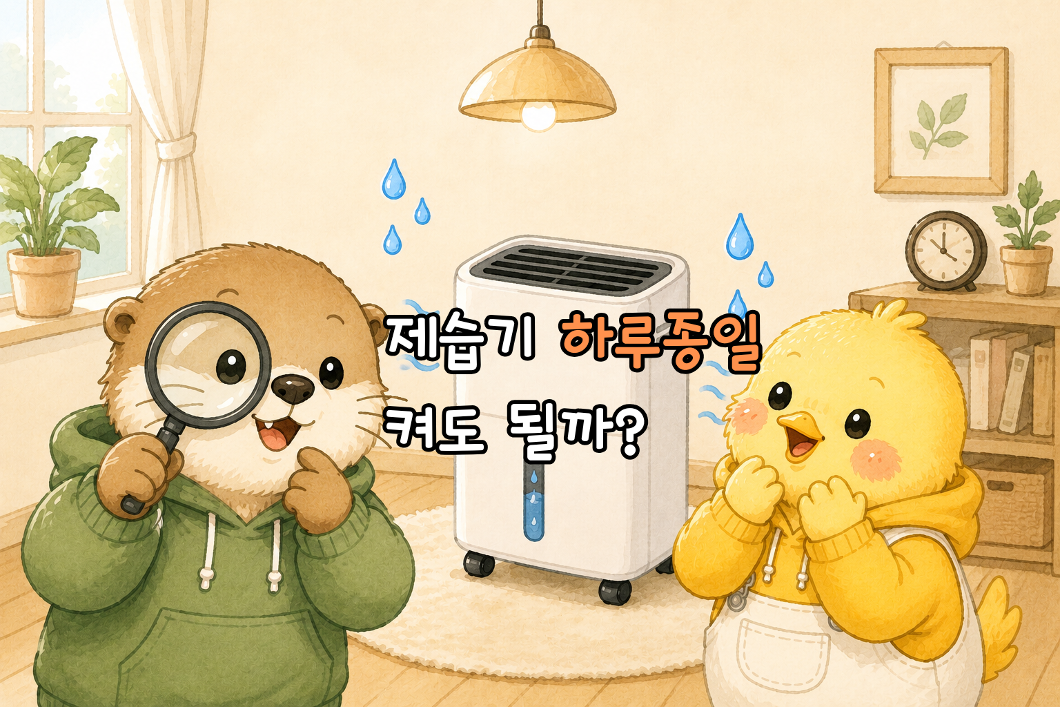 제습기를 하루 종일 켜도 되는지와 적정 습도 관리 방법을 소개하는 글