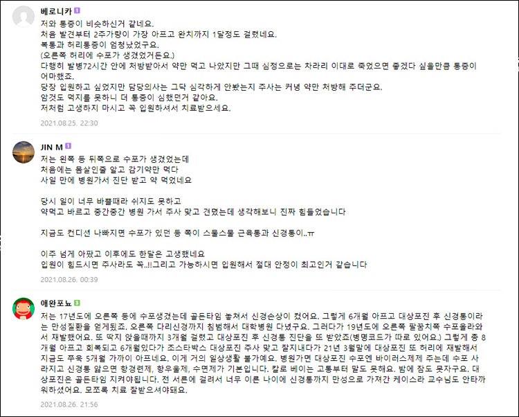대상포진 통증후기