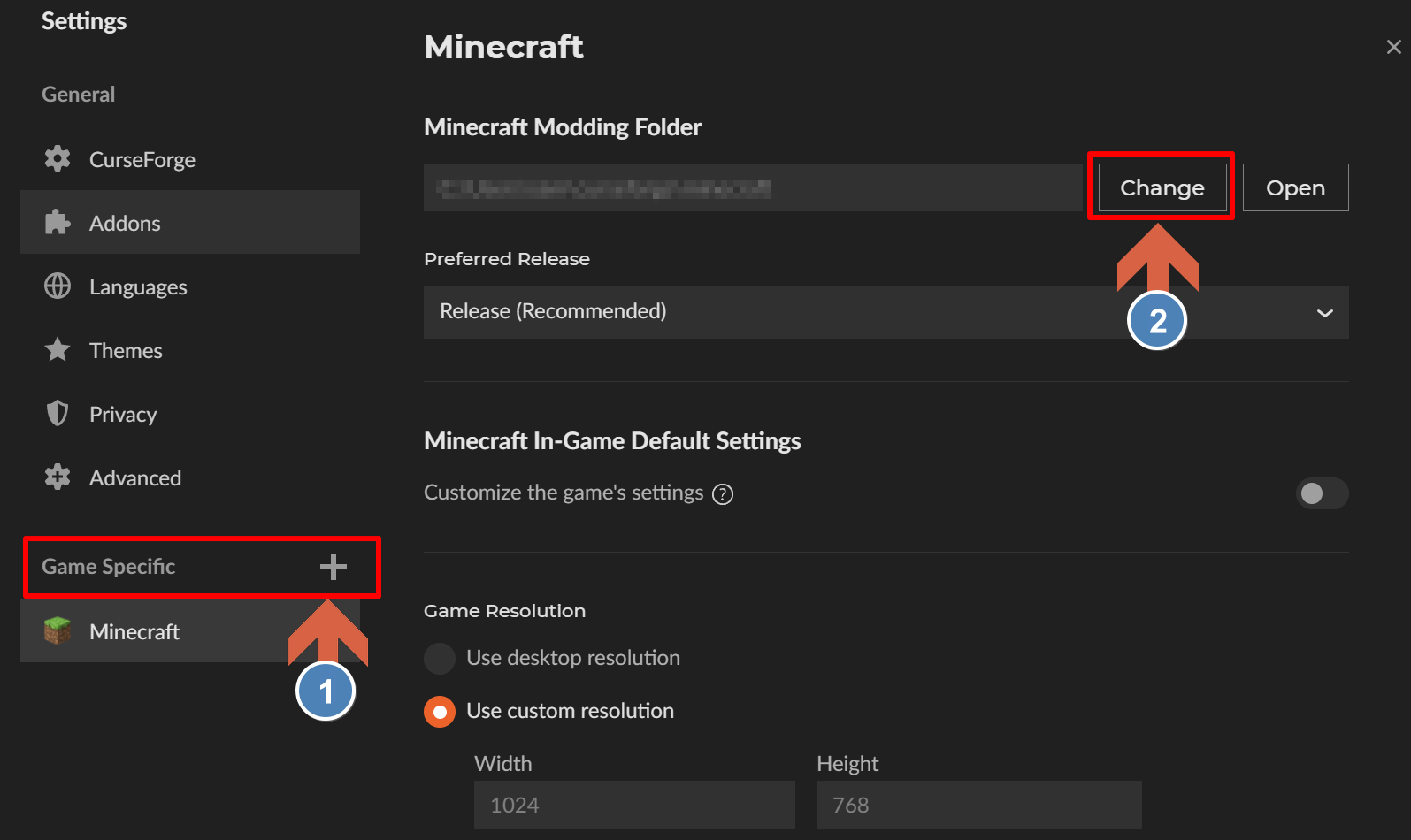 커스포지(CurseForge) 모드팩 설치 경로 변경