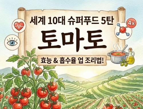 세계 10대 슈퍼푸드 5탄 : 토마토 효능과 부작용, 라이코펜 흡수율 4배 높이는 올바른 조리법