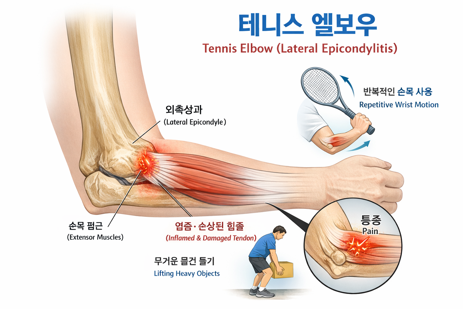 테니스 엘보우 염증 그림