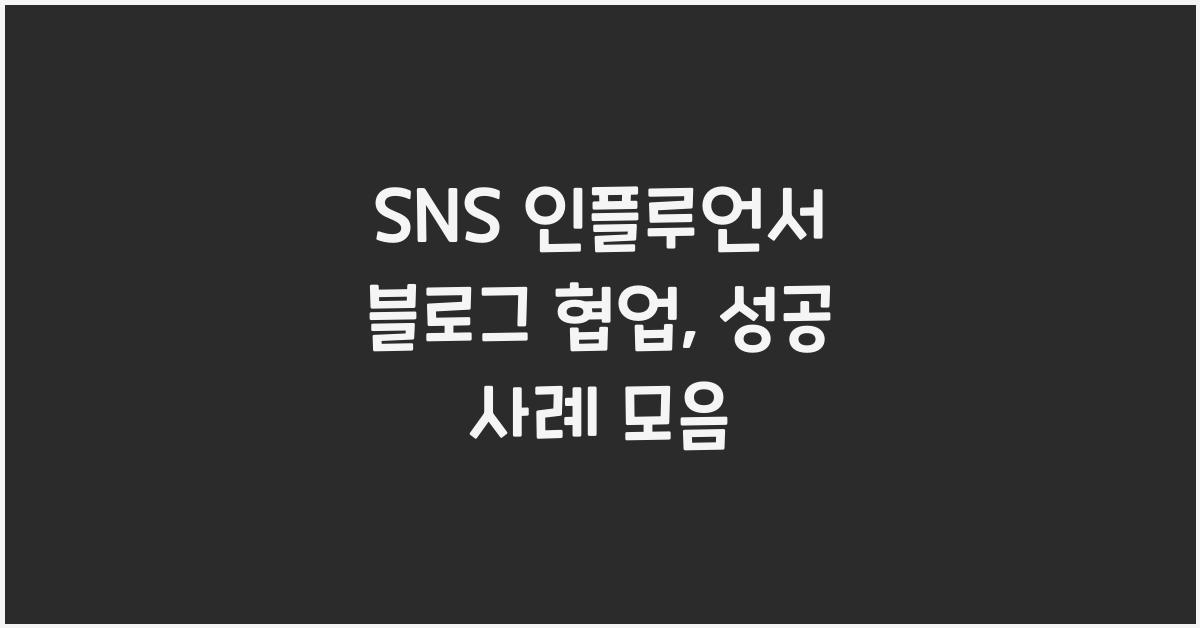 SNS 인플루언서 블로그 협업