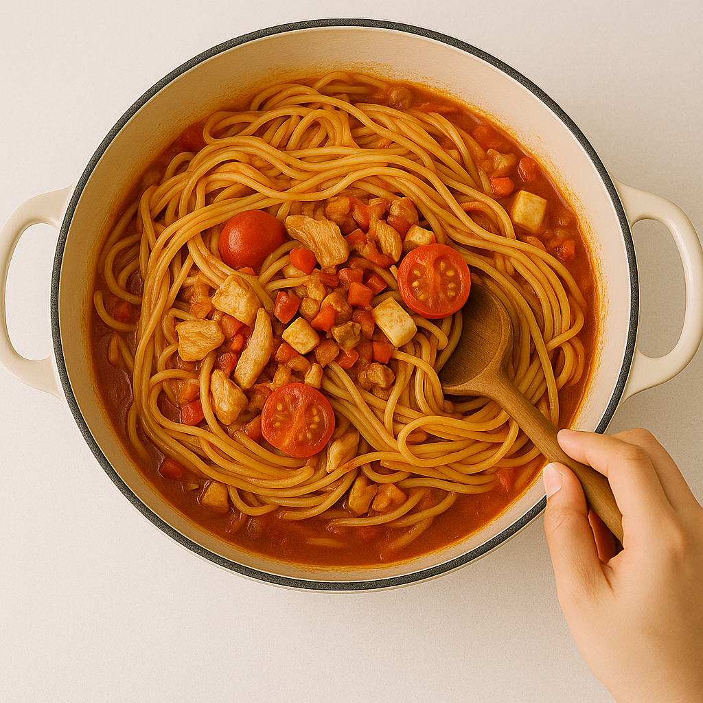 4. 파스타와 소스 섞기