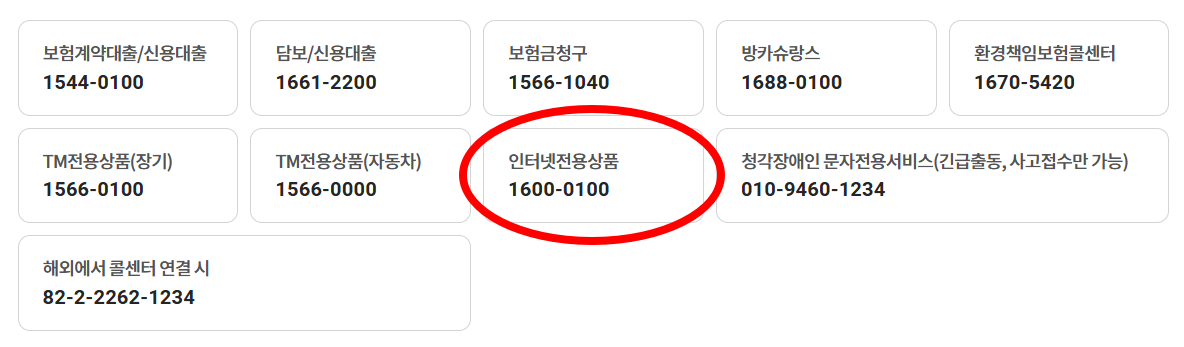 B손해보험 콜센터 대표번호 외 관련 전화번호