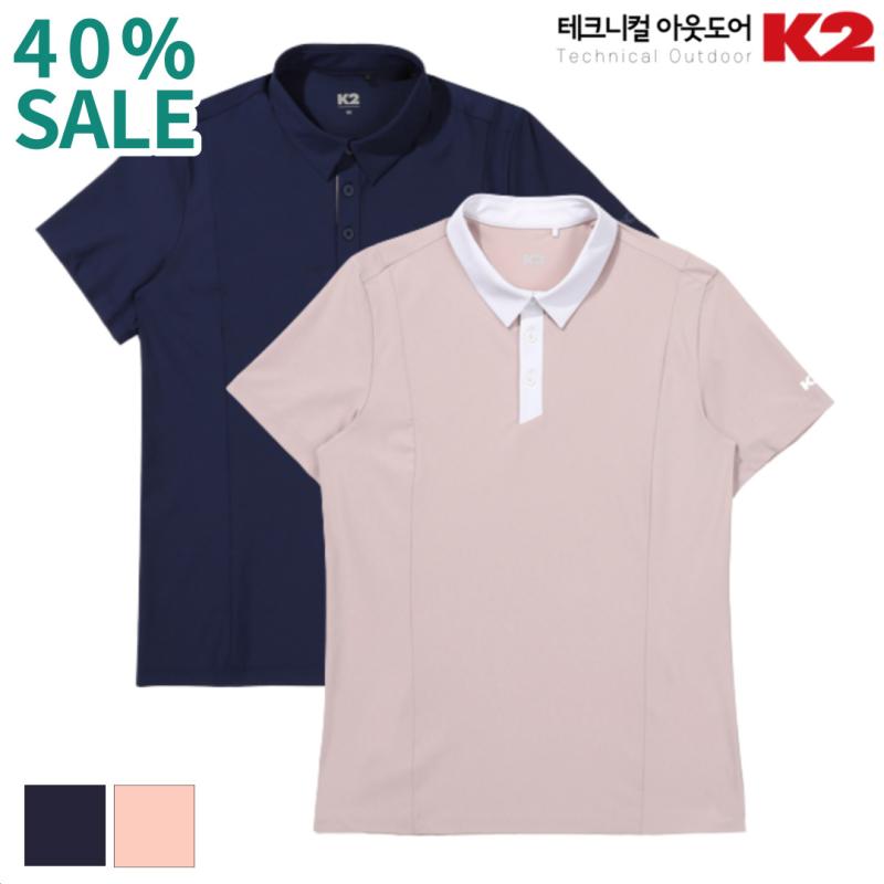 K2 반팔 티셔츠 투톤 카라 기능성 여성