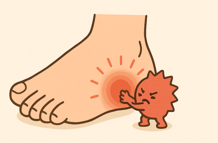 족저근막염을 나타내는 귀여운 일러스트 사진