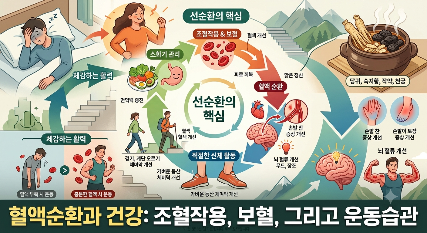 혈액순환과 건강: 조혈작용, 보혈, 그리고 운동습관 이미지