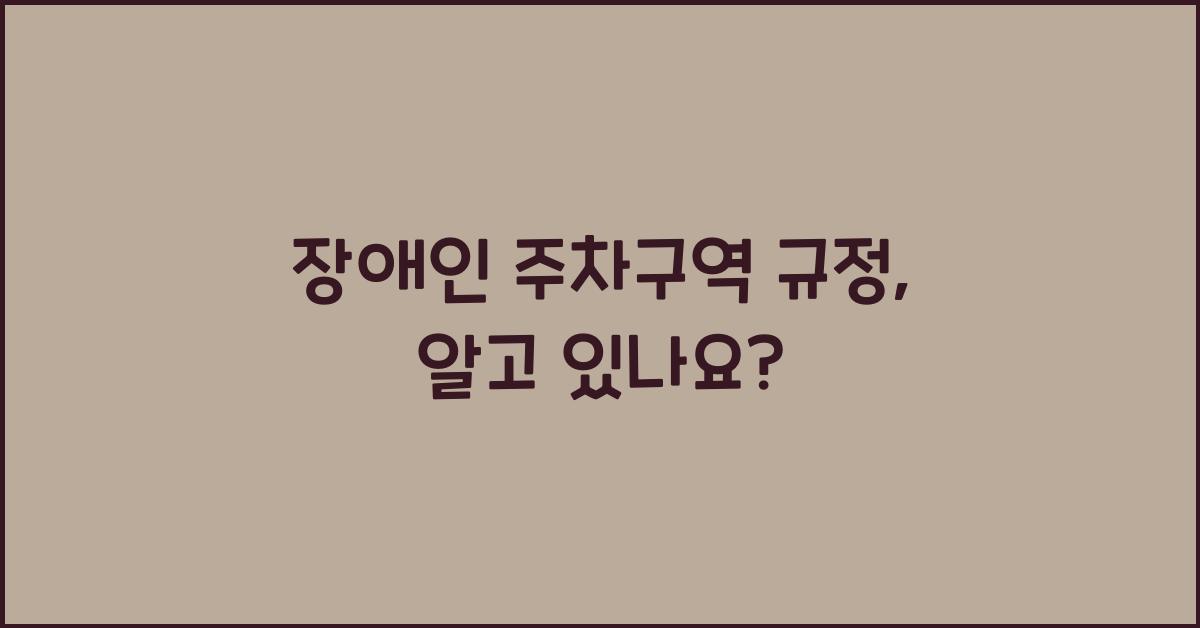 장애인 주차구역 규정
