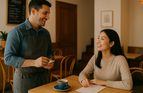 정기 방문 고객과의 신뢰가 누적됨에 따라 좋은 심리가 형성된 사진