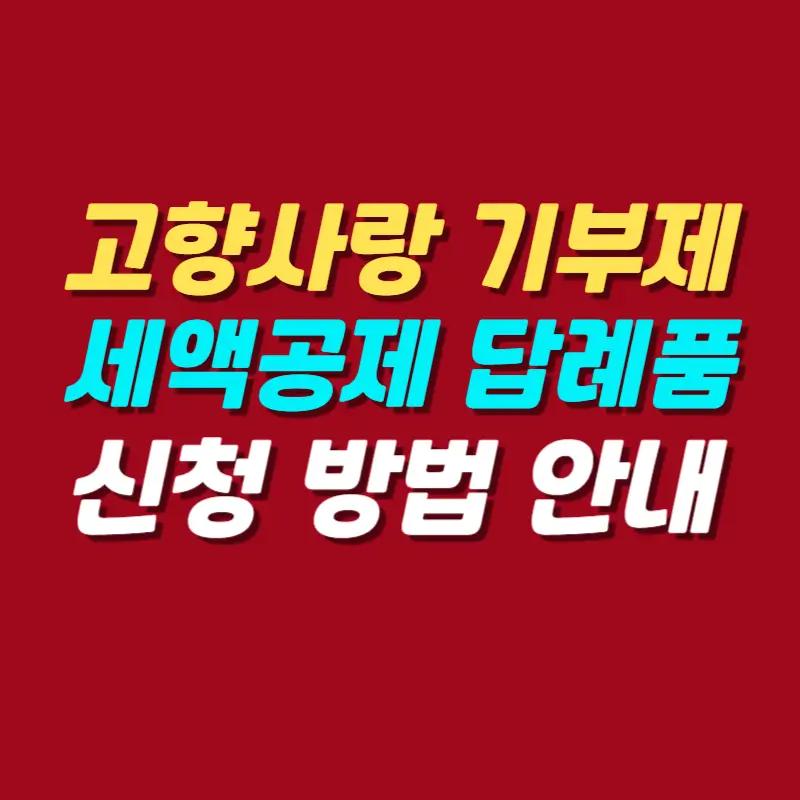 고향사랑기부제 세액공제 답례품