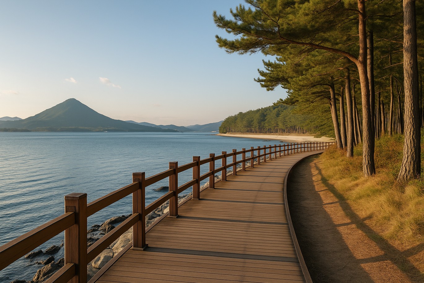 바닷길이 보이는 다리 사진
