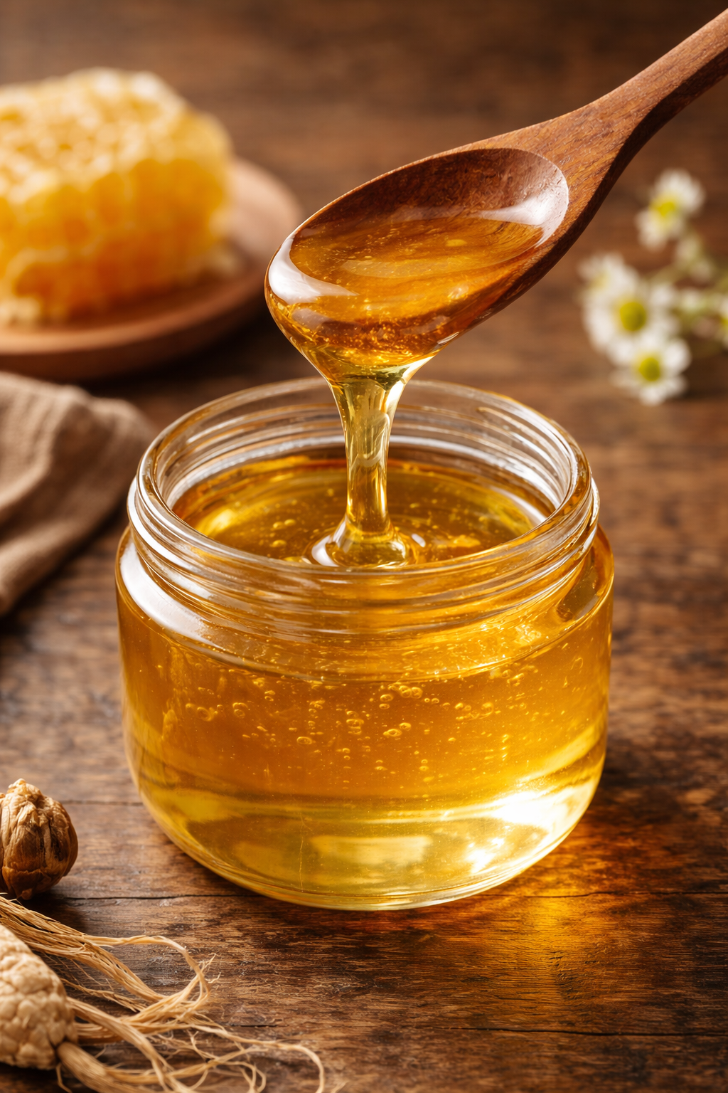 목 통증 완화와 살균 작용에 탁월한 천연 벌꿀 사진