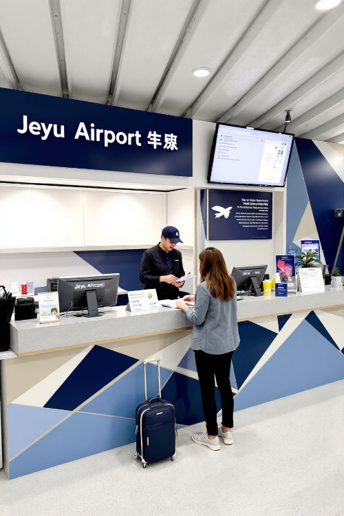 공항에서-티켓팅-하는-모습