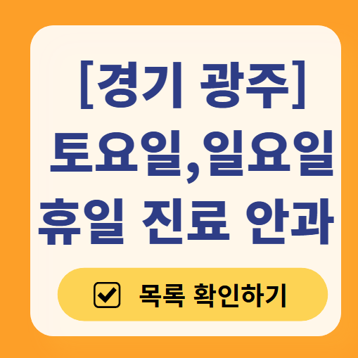 경기 광주 주말 토요일 문 여는 안과 목록 ❘ 일요일, 주말, 공휴일 진료 영업 병원 찾기