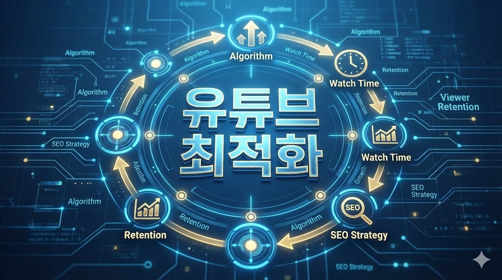 유튜브 최적화 전략을 시각화한 비즈니스 인포그래픽 디자인