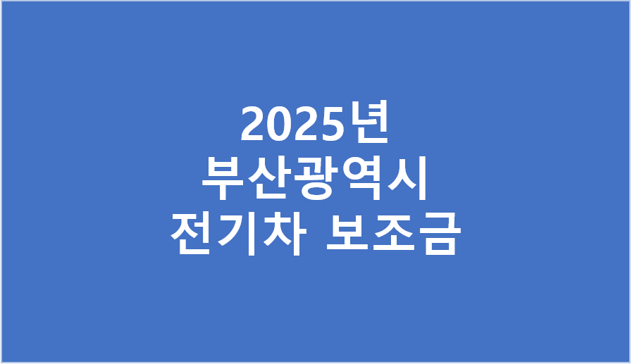 2025년 부산시 전기차 보조금