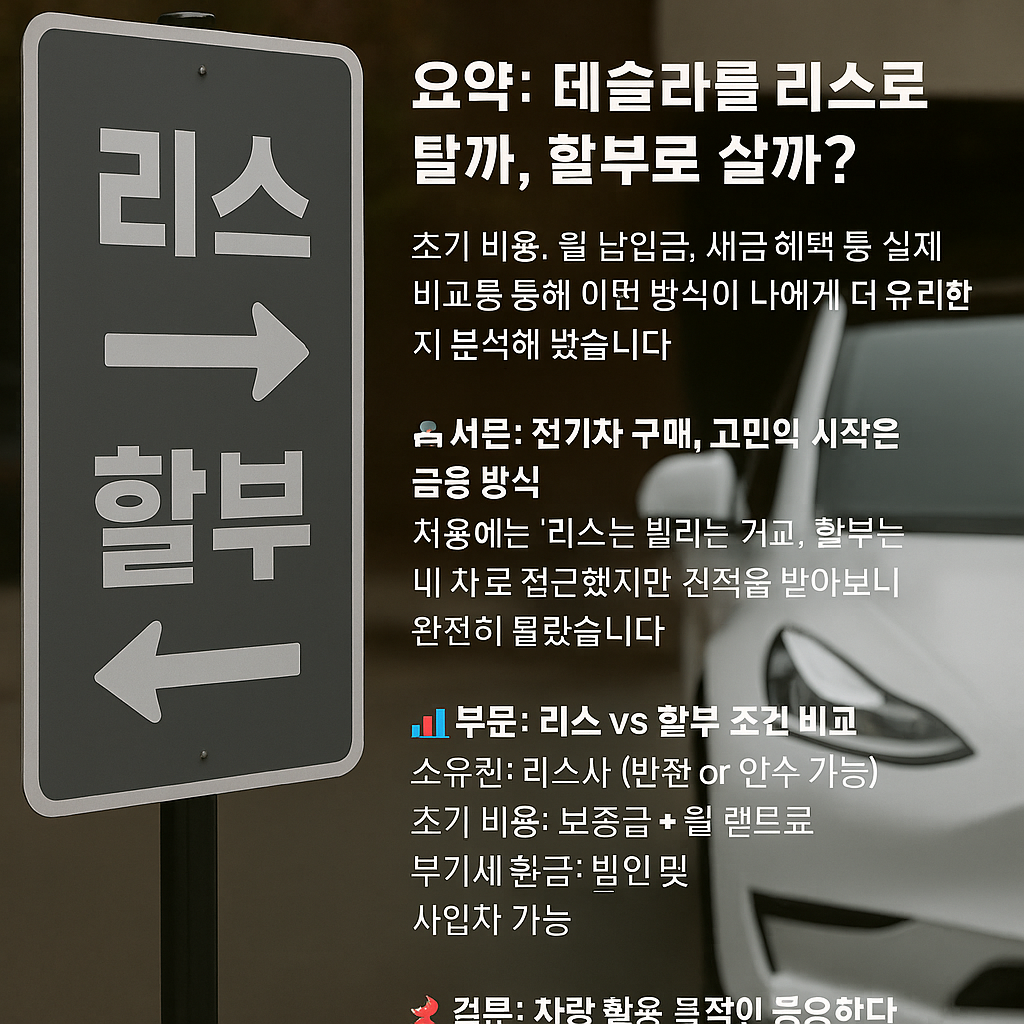 테슬라 리스 vs 할부, 나에게 유리한 선택은?
