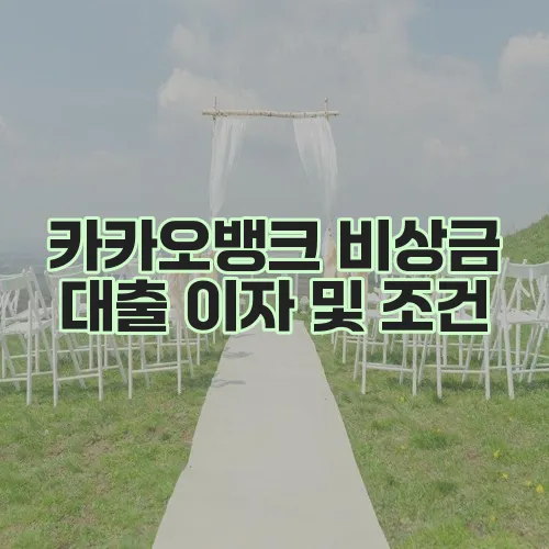 카카오뱅크 비상금 대출 이자 및 조건