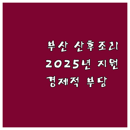 2025 부산형 산후조리 지원: 경제..