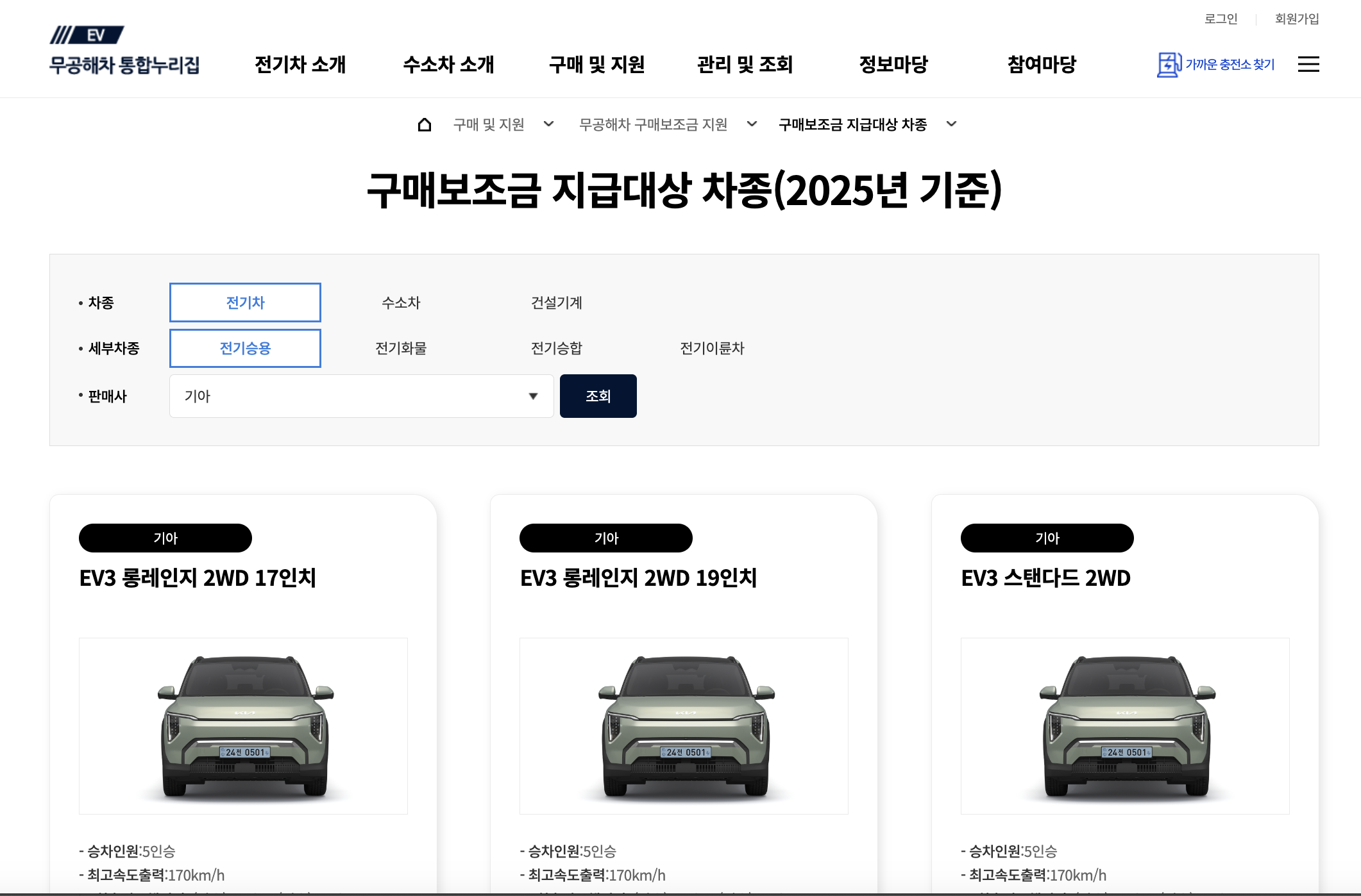 전기차보조금 지급대상 차종