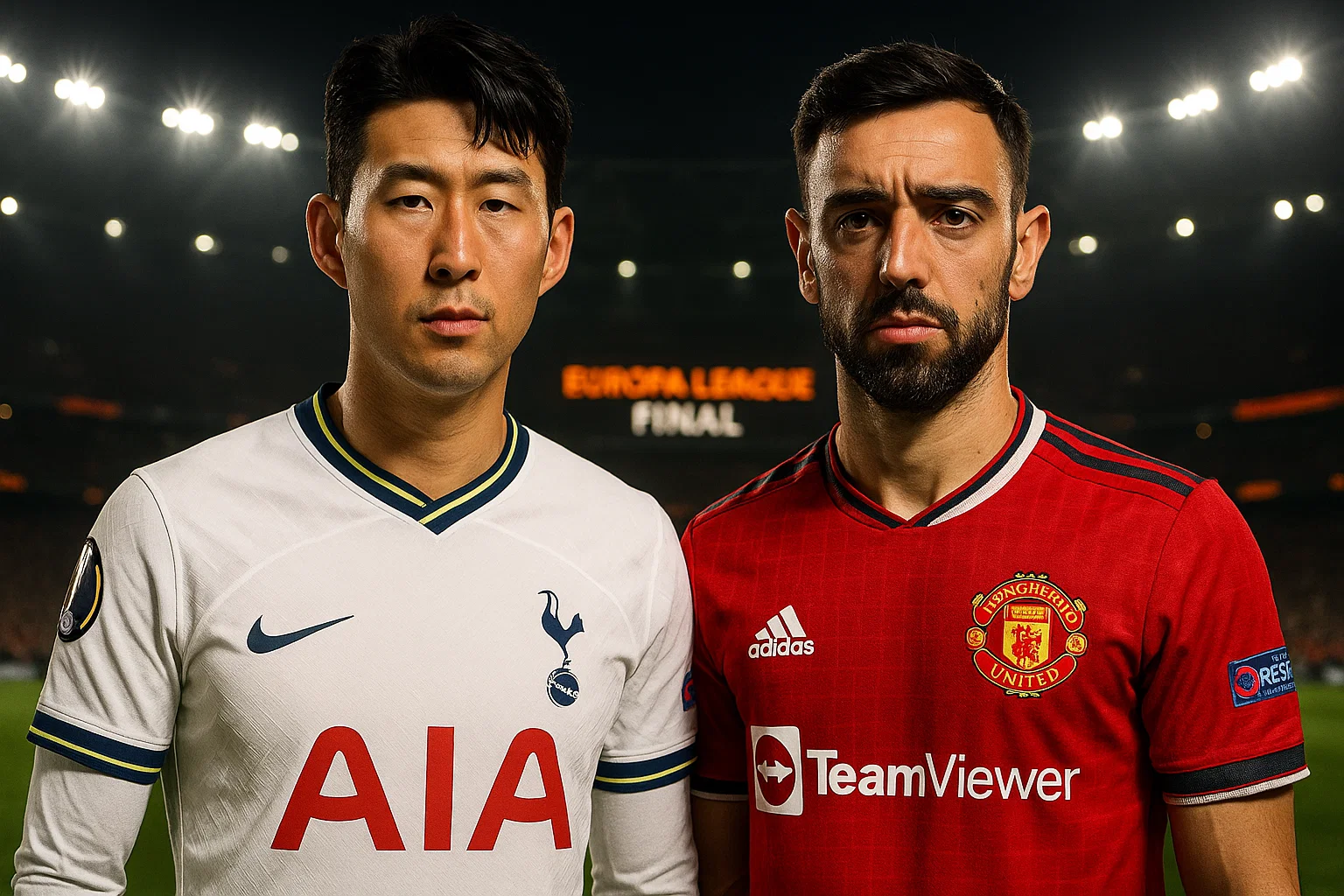 손흥민과 브루노 페르난데스가 나란히 서 있는 이미지