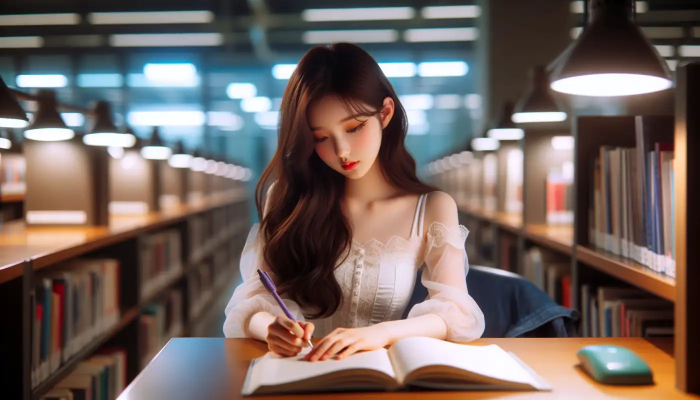 부산대-다음-맞춤법-검사기-비교하며-글쓰기하는-여성의-모습