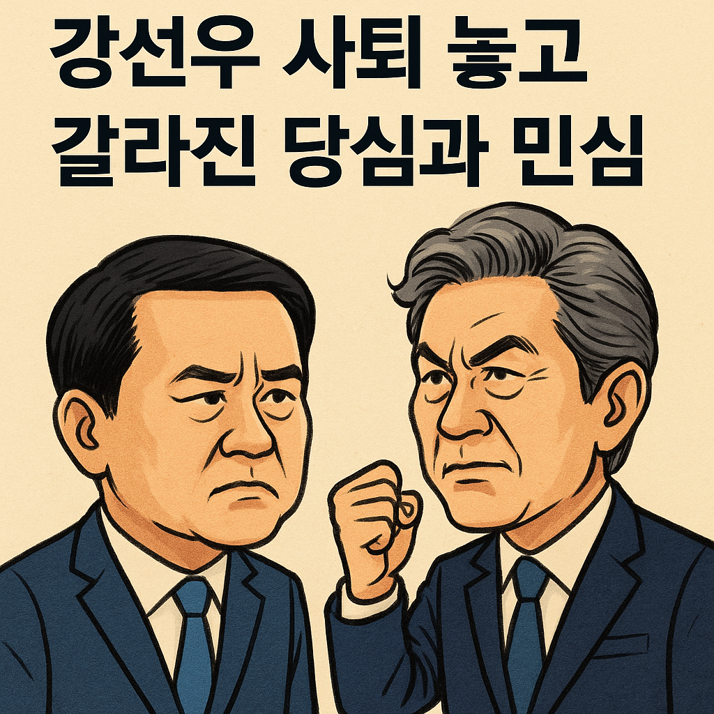 강선우 사퇴 놓고 갈라진 당심과 민심 (AI 이미지 제작)