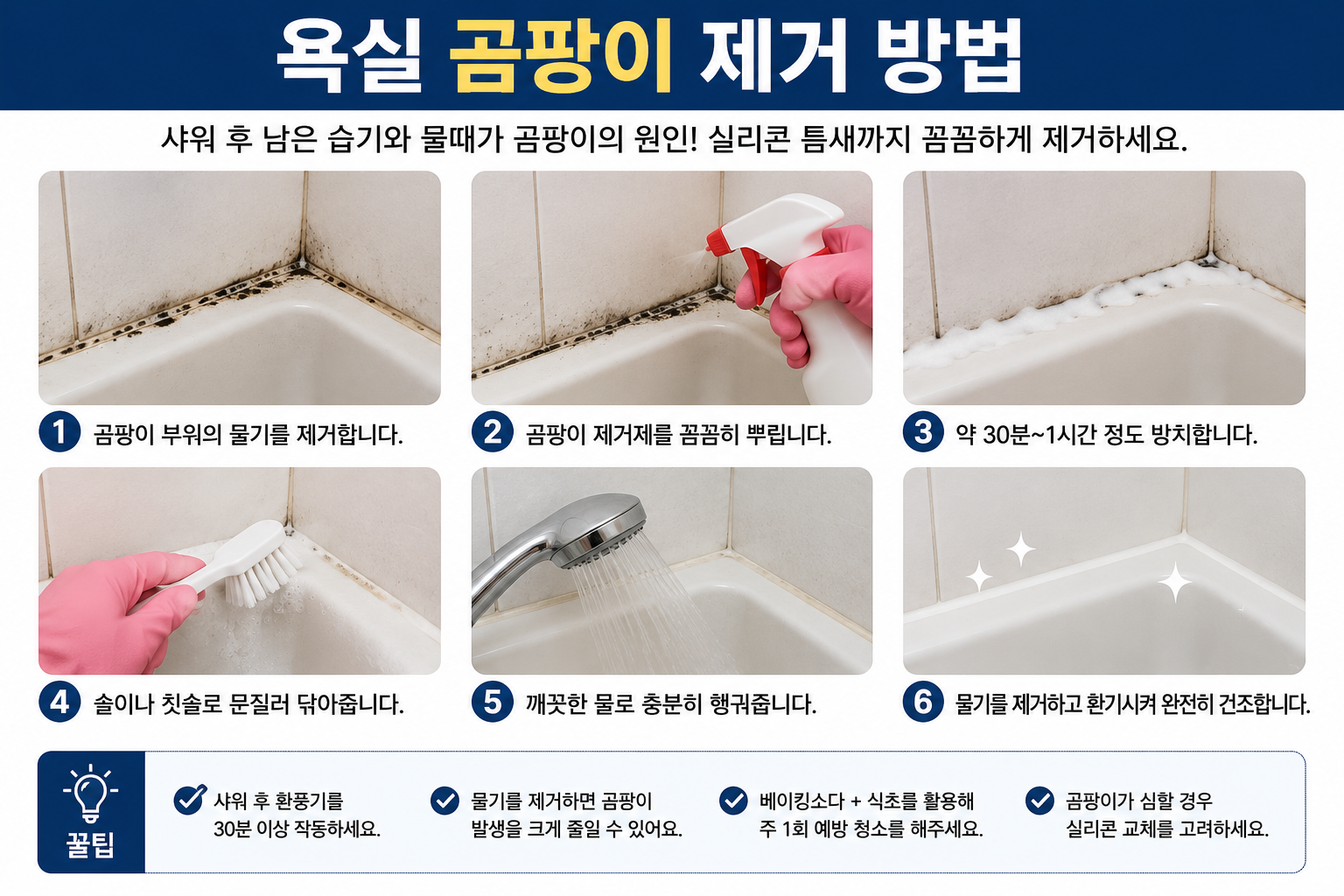 욕실 곰팡이 제거 방법