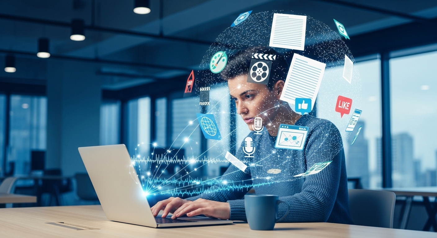 ChatGPT를 활용해 다양한 콘텐츠를 자동 생성하며 효율적으로 작업하는 모습