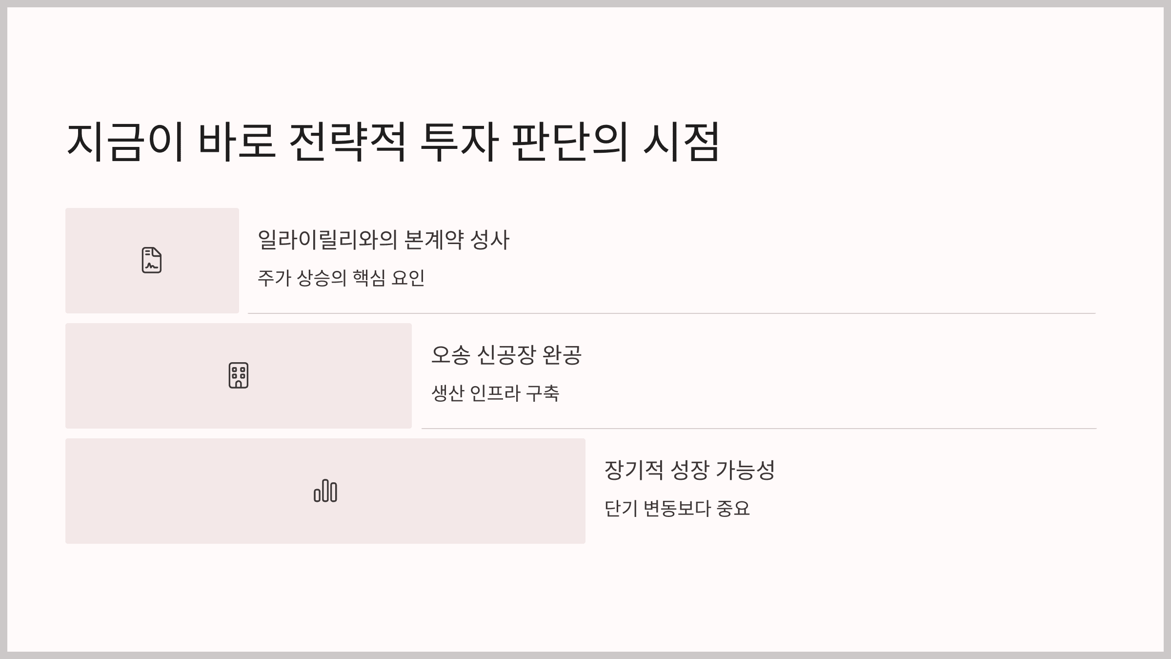 지금이 바로 전략적 투자 판단의 시점