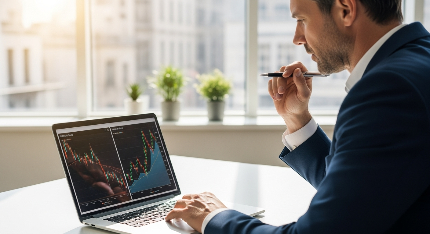 금리 인하와 주식시장 상승의 관계를 분석하는 투자자의 모습