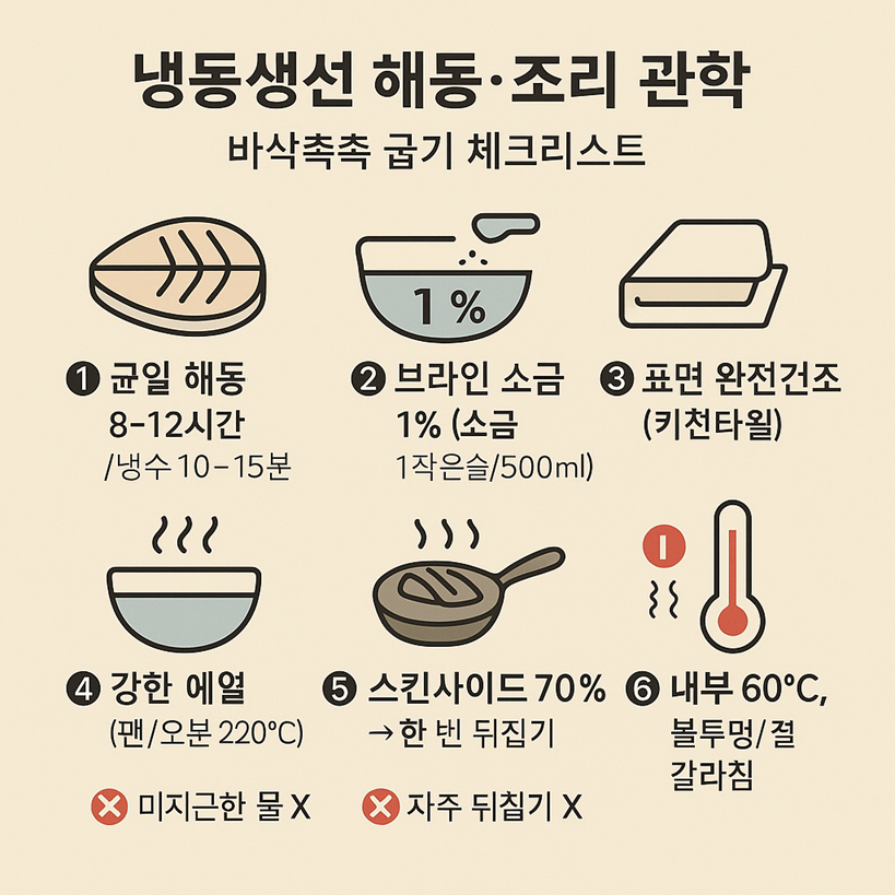 냉동생선 해동·조리 과학, 바삭촉촉 굽기
