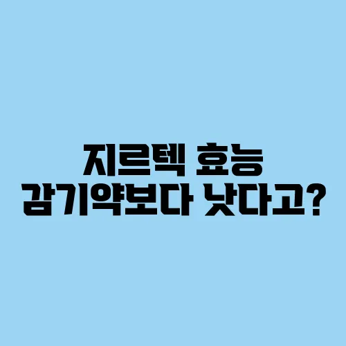 지르텍 효능 감기약보다 낫다고?