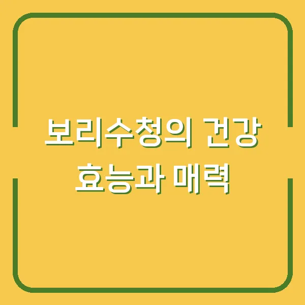 보리수청의 건강 효능과 매력