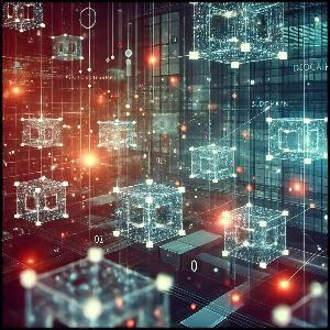 블록 체인 시스템을 시각적으로 표현한 이미지