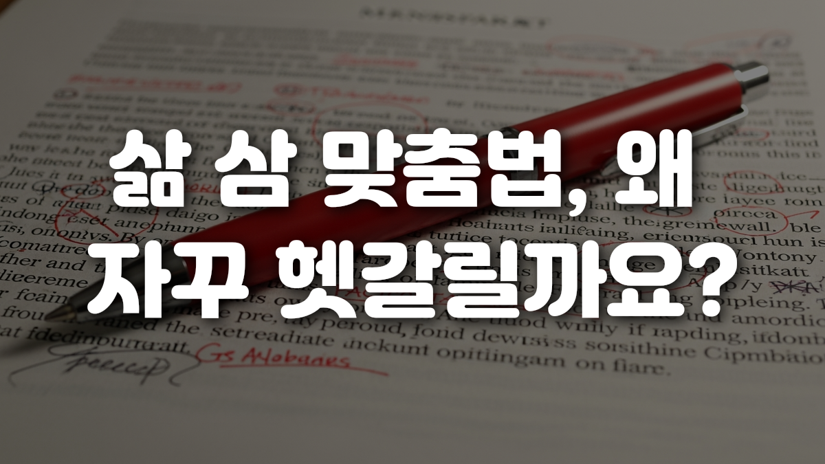 삶 삼 맞춤법 왜 자꾸 헷갈릴까요