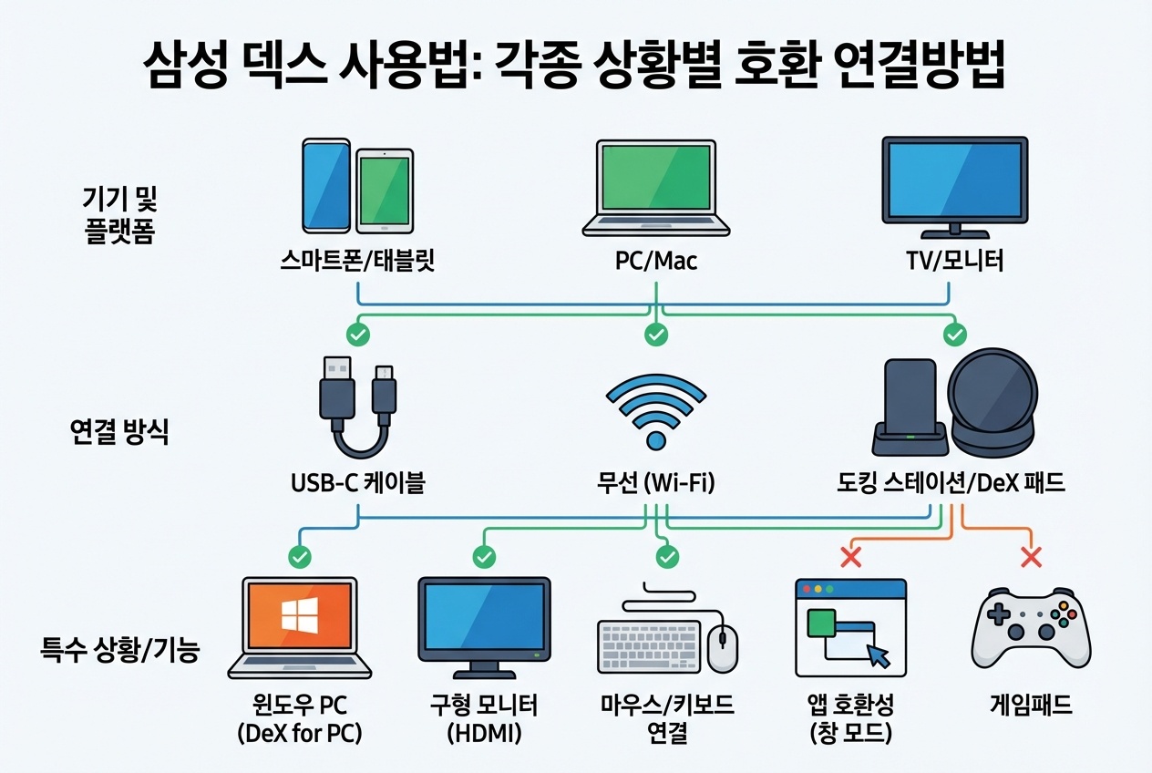 삼성덱스 연결 호환 사용법 인포그래픽