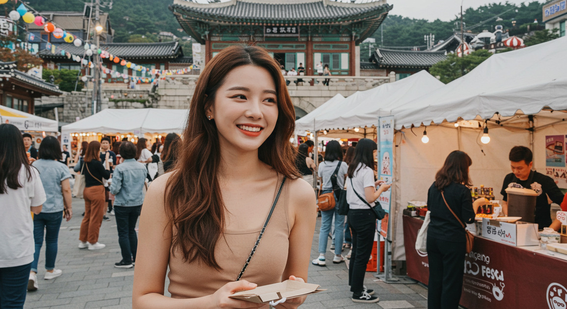 춘천 원도심 페스타 즐기는 여성 이미지