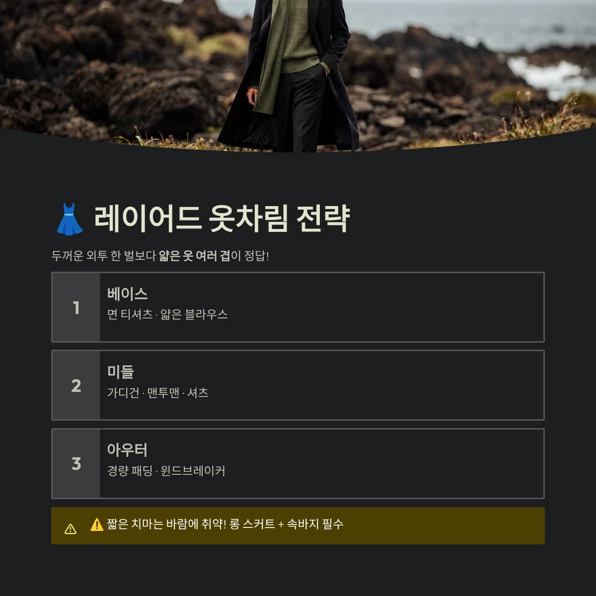 레이어드 옷차림 전략