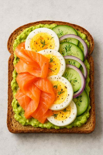 훈제 연어 오픈 샌드위치