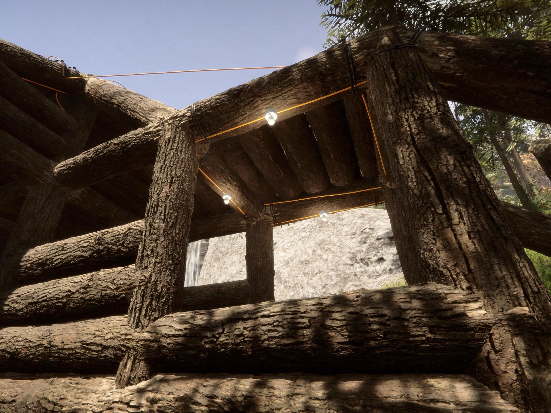 선즈오브더포레스트 전구에 불이 켜진 모습