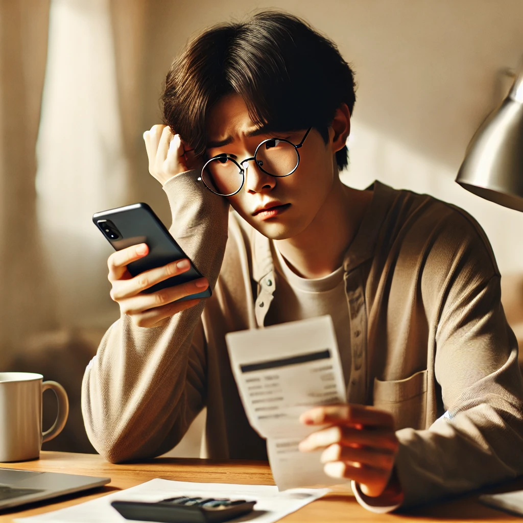 통신비때문에 고민하는 모습