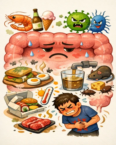 장 통증과 세균 감염 표현
