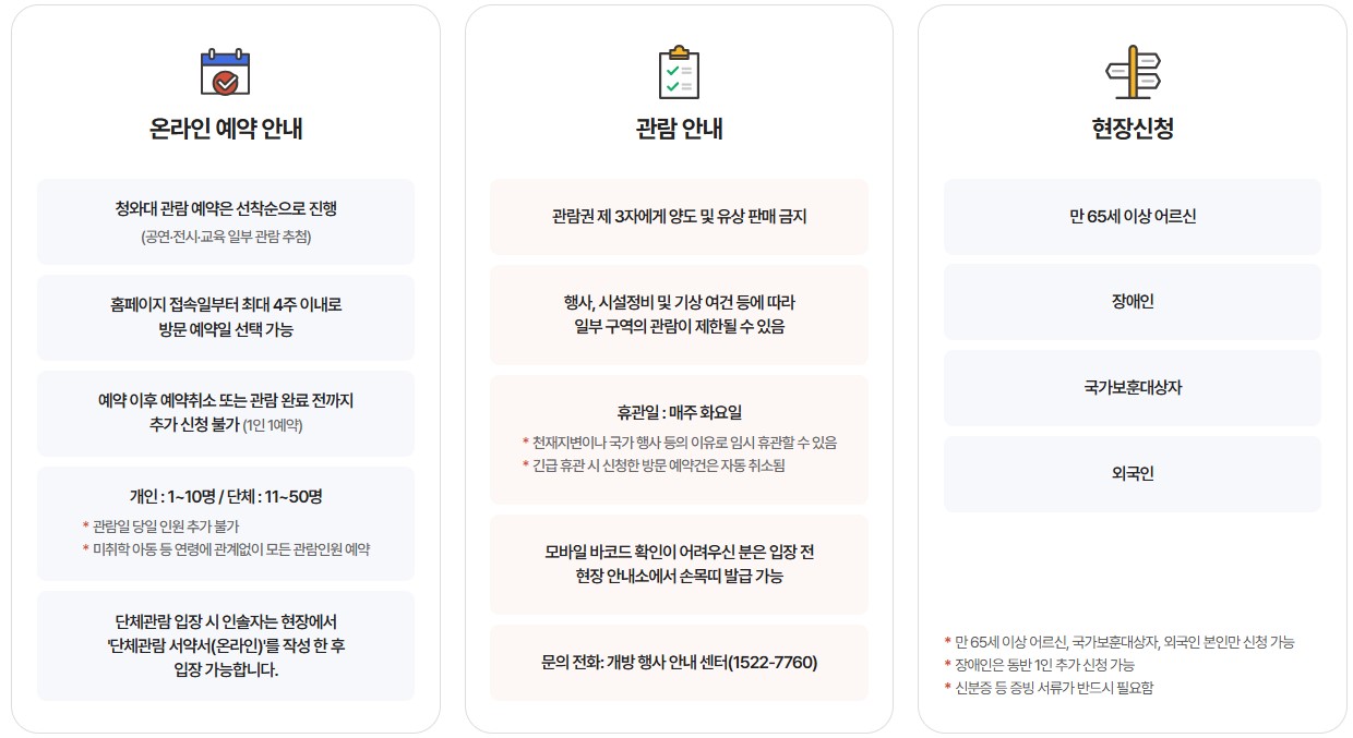 청와대 관람 유의사항