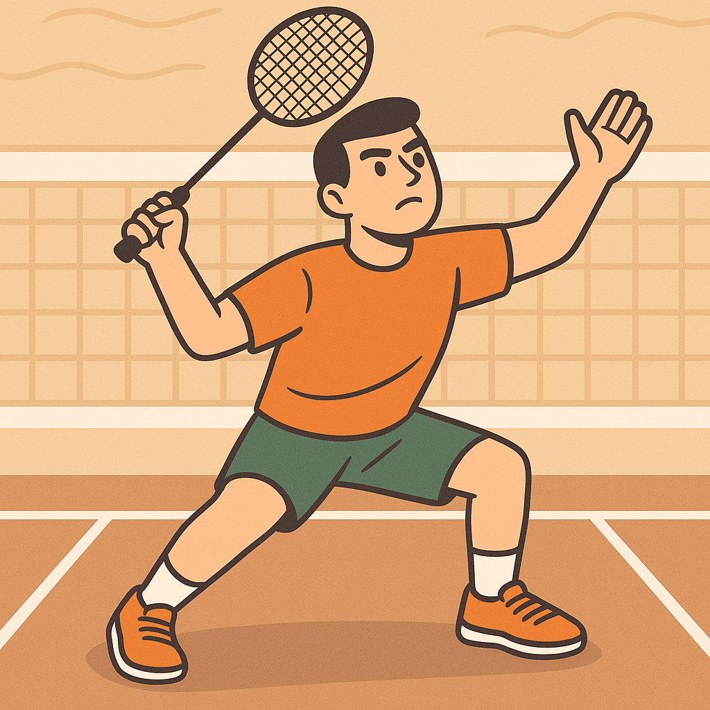 배드민턴 스매시 수비 자세 이미지