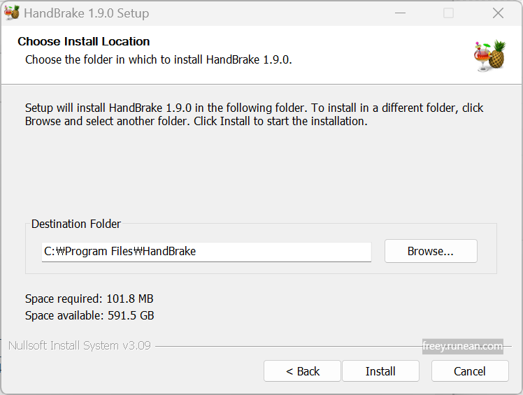 핸드브레이크(HandBrake) 설치 화면